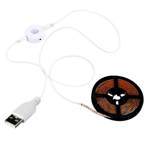 SOLUSTRE Motion Sensor Light Strip LED Under Bed Cabinet Night Tape Light USB Flexible Sensor Strip Light for Kitchen Cabinets Bedroom 1.5M