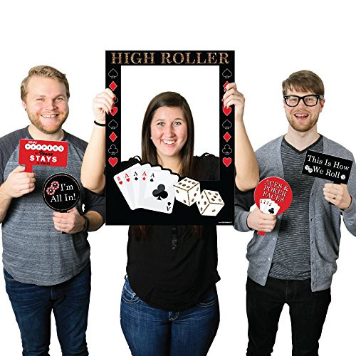 Big Dot of Happiness Las Vegas - Casino Themed Party Selfie Photo Booth Picture Frame & Props - Printed on Sturdy Material
