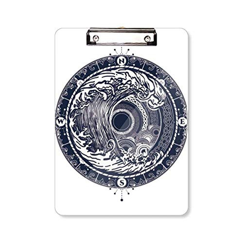 Waves Compass Circle Art Pattern Clipboard Folder Writing Pad Backing Plate A4