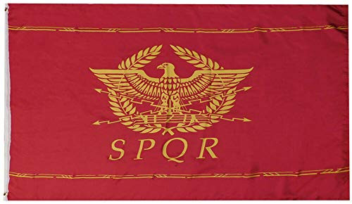 JumpingLight Ancient Rome SPQR Red Yellow 100D Woven Poly Nylon 3x5 3x5 Flag Banner Grommet - Quality Flags