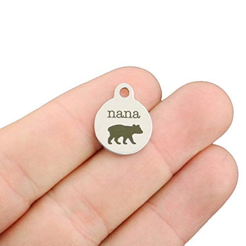 Grandmother Stainless Steel Charms - Nana Bear - Smaller Size - Exclusive Line - Quantity Options - BFS2894