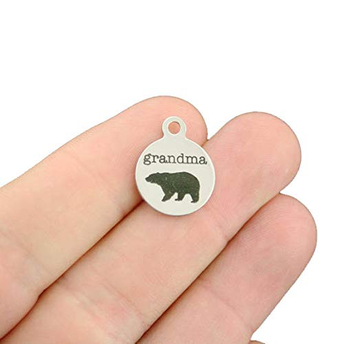 Grandma Bear Stainless Steel Charms - Smaller Size - Exclusive Line - Quantity Options - BFS2493