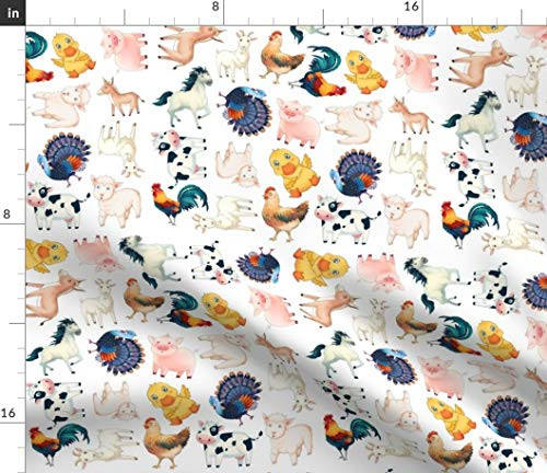 Spoonflower Fabric - Farm Animals Nursery Rooster Chicken Horse Pig Sheep Goats Cow Duck Printed on Petal Signature Cotton Fabric by The Yard - Sewing Quilting Apparel Crafts Decor Spoonflower Fabric - Farm Animals Nursery Rooster Chicken Horse Pig Sheep Goats Cow Duck Printed on Petal Signature Cotton Fabric by The Yard - Sewing Quilting Apparel Crafts Decor