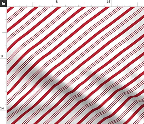 Spoonflower Fabric - Candy Stripes Red White Canes Christmas Holiday Printed on Petal Signature Cotton Fabric by The Yard - Sewing Quilting Apparel Crafts Decor