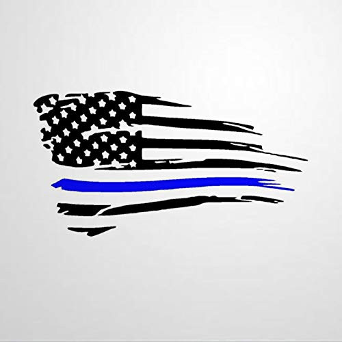 Tattered American Thin Blue Line Vinyl Decal Back The Blue Police Support Cup Sticker Car Decal Stickers Vinyl Decal Window Decal Bumper Stickers Die Cut Decals Funny Custom Laptop Stickers Present