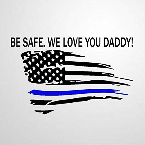 Tattered American Thin Blue Line Be Safe Back The Blue Police Support Dad Present Car Decal Stickers Vinyl Decal Window Decal Bumper Stickers Die Cut Decals Funny Custom Laptop Stickers Present
