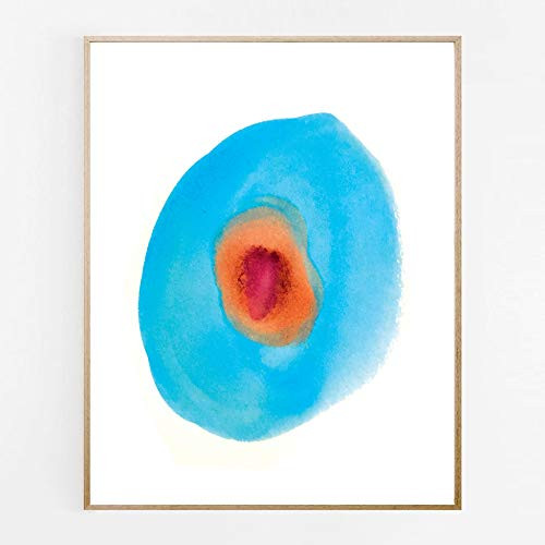 Blue and Brown Watercolor Abstract Wall Art Mid Century Modern Minimal Wall Decor 11x14 UNFRAMED Print