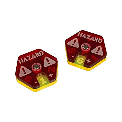 LITKO Gaslands Miniatures Game Hazard Dials Translucent Red  and  Fluorescent Yellow -2-