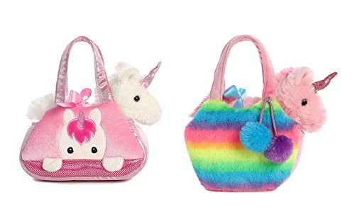 Aurora Fancy Pals Pet Carrier Set of 2 - Rainbow Unicorn and Peek-a-boo Unicorn