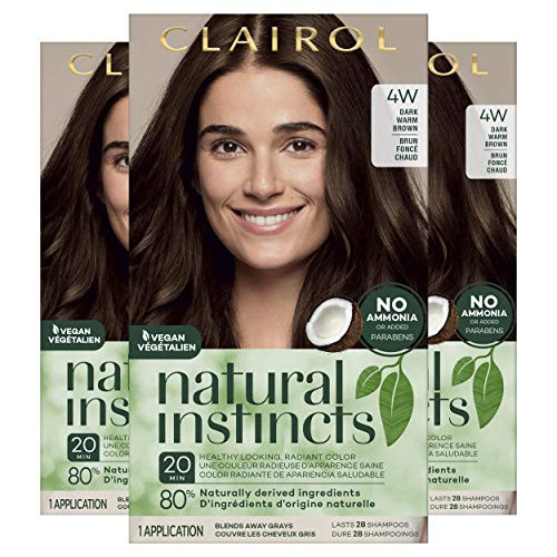 Clairol Natural Instincts Semi-Permanent 4W Dark Warm Brown Roasted Chestnut Pack of 3
