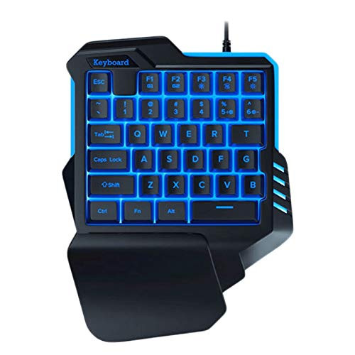Andifany One Handed Keyboard Gaming Keyboard Colorful Backlight Left Hand USB Keypad 35 Keys for PUBG Mobile Game
