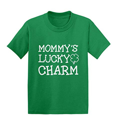 Mommys Lucky Charm - Horseshoe Clover Infant/Toddler Cotton Jersey T-Shirt -Kelly 18 Months-