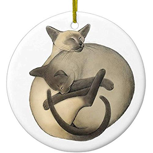 Cheyan Sleeping Ball of Siamese Cats Ornament Circle