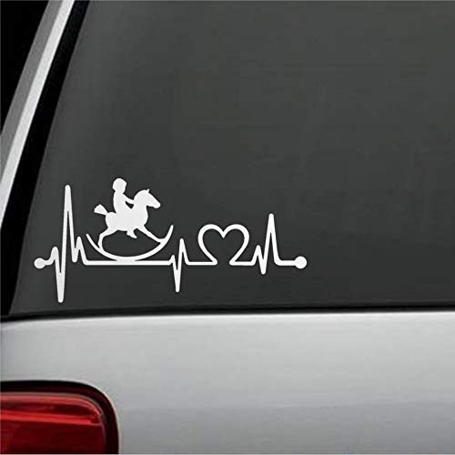 Child with Rocking Horse Heartbeat Lifeline Decal Stickers Car Decal Window Decal Vinyl Decal Die Cut Decals Funny Laptop Stickers Bumper Stickers Present
