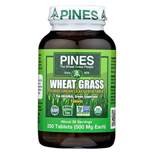 Pines International Wheat Grass - Green Superfood - Non GMO - 500 Milligram - 250 Tablets