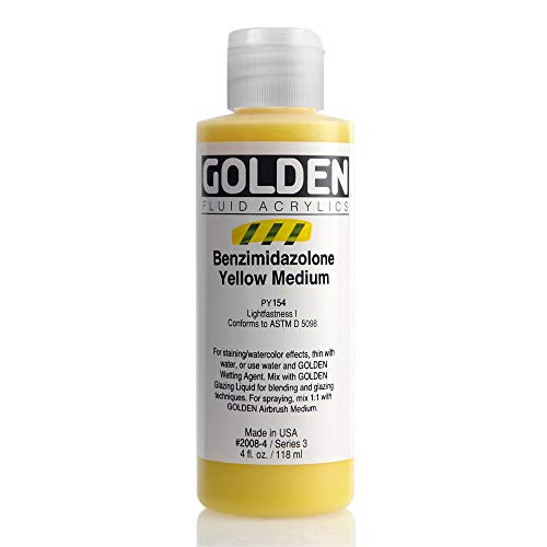 Golden Fluid Acrylic 4 Ounce Bottle Benzimidazolone Yellow Medium -2008-4-