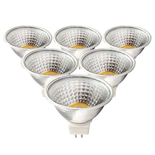 MR16 LED Bulbs Non Dimmable GU5.3 LED Spotlight Bulbs,5W (50W Equivalent) 12V AC/DC Warm White 3000K - Pack of 6