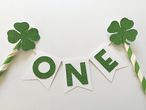 St. Patricks Day Cake Topper. Lucky Little Shamrock. Smash Cake with Green Glitter.