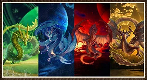 Mome ?Diamond Embroidery ?DIY 5D Diamond Painting by Number Kit Full Drill Diamonds Painting Four Colors Dragon Rhinestone Embroidery Cross Stitch Supply Arts Craft Canvas Wall Decor -A-