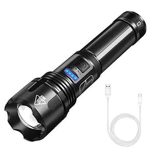 Hisoul Powerful LED Flashlight XHP50 Torch USB Rechargeable Waterproof Lamp Ultra Brigh 5 Modes and Zoomable for Camping and Emergency Gear Flashlights