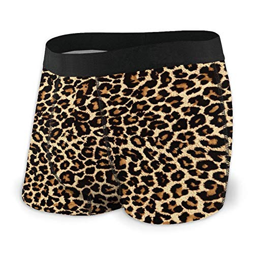 Leopard Design Mens Underwear Boxer Briefs No Ride-Up Low Rise Trunks S-XXL Black