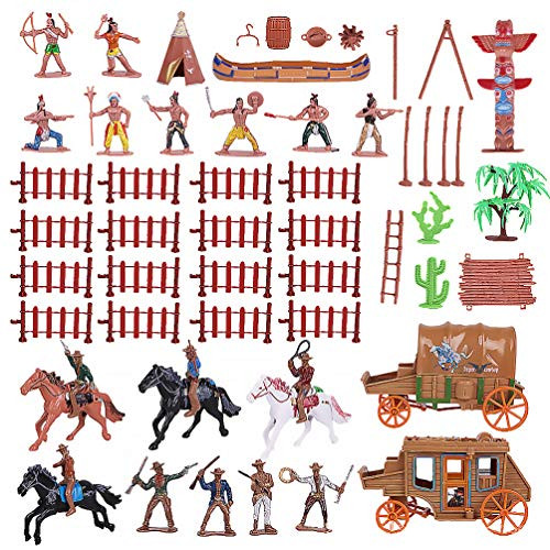 TOYANDONA 1 Set Cowboys and Indians Toys Native American Figurines Plastic Indian Figures for Decor or Toy