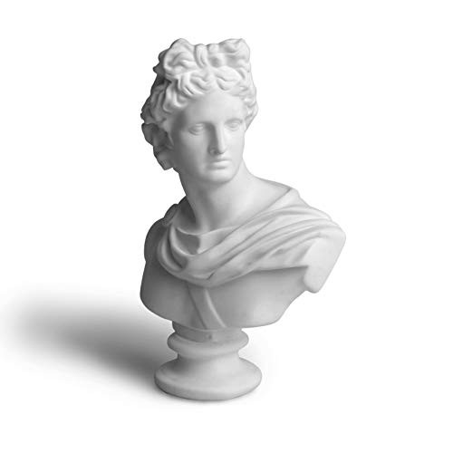 Garwor 6 inch Apollo Greek and Roman Mythology God of Sunlight Oracles Healing Poetry Resin Head Bust Sculpture Figurine Home Art Decor