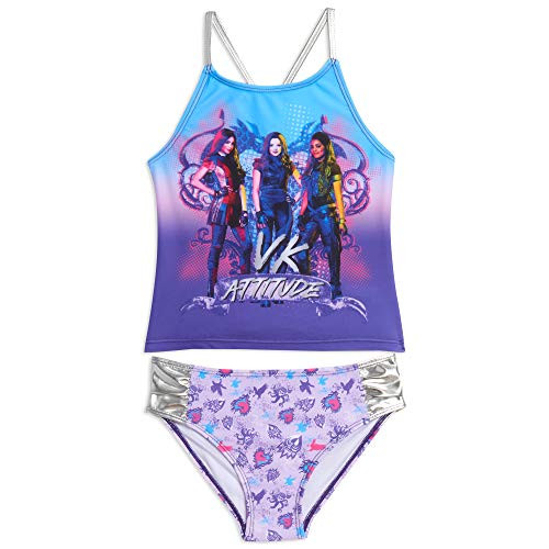 Disney Descendants Mal Evie Uma Big Girls Tankini Swimsuit Set Purple 7-8