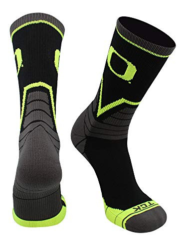 TCK Oregon Ducks Victory Crew Socks -Black/Neon Yellow Large-