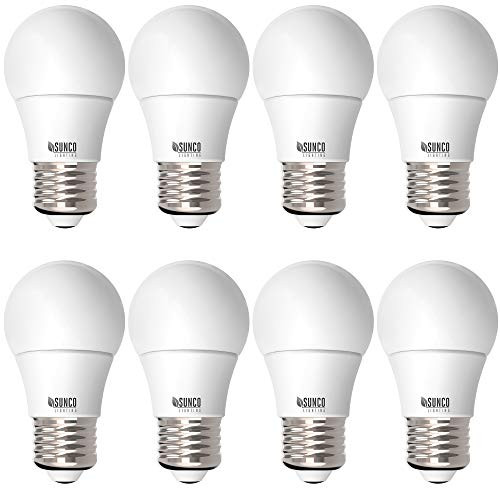 Sunco Lighting 8 Pack A15 LED Bulb 8W-60W 4000K Cool White Dimmable 800 LM E26 Base Refrigerator  and  Fan Light - UL Energy Star
