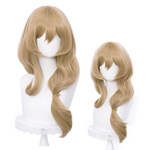 Golden Brown Wavy Cosplay Wig for Game Genshin Impact Women Wavy Curly Lisa Costume Wig-Golden Brown Wavy Lisa-