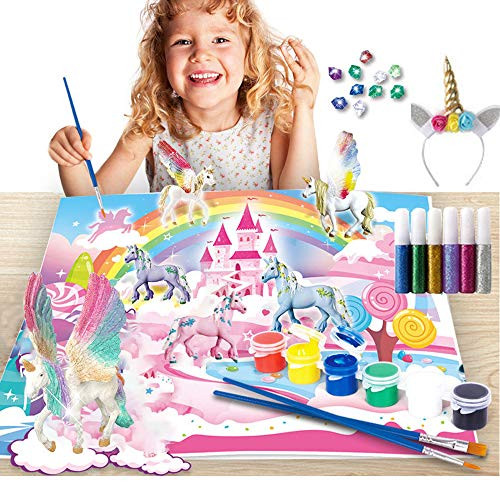 Giragaer Unicorn Painting Kit for Kids/Girls 32pcs Unicorn Art and Crafts Painting Toys for Age 4 5 6 7 8 DIY Paint Your Own Unicorn World