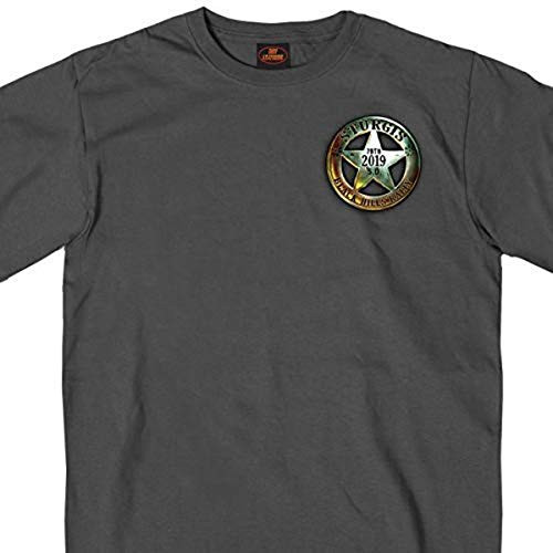 Official 2019 Sturgis Motorcycle Rally Saloon Charcoal T-Shirt -CHARCOAL Large-