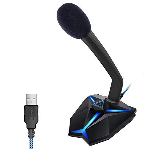 TONOR USB Microphone PC Condenser Gaming Mic with LED Indicator and Mute Button Compatible with Windows/macOS for Streaming/Chatting/Skype/YouTube/Recording/Podcasting