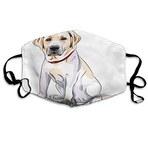 DISGOWONG Dustproof Mouth Shield with Adjustable Ear Loops Yellow Dog Breed Labrador Retriever Sitting Polyester Covers