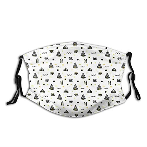 Fillter Face Cloth for Men and Women Abstract Angled Curved Stripes With Dots Triangles Doodle Style Composition Reusable Windproof Mouth Anti Dust Double Protection Fillter Face Cloth for Men and Women Abstract Angled Curved Stripes With Dots Triangles Doodle Style Composition Reusable Windproof Mouth Anti Dust Double Protection