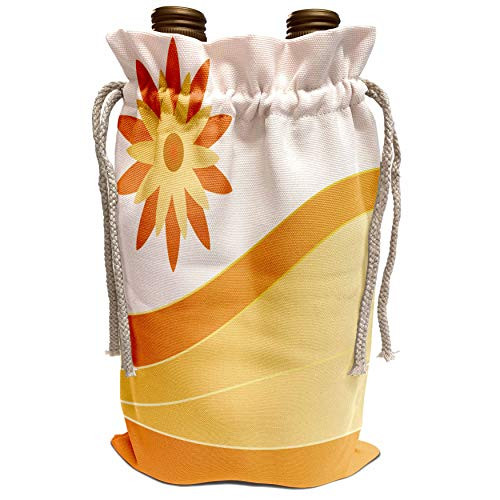 3dRose Anne Marie Baugh - Flowers - Cute Orange and Yellow Flower Above An Orange Wave Design - Wine Bag -wbg_236023_1- 3dRose Anne Marie Baugh - Flowers - Cute Orange and Yellow Flower Above An Orange Wave Design - Wine Bag -wbg_236023_1-