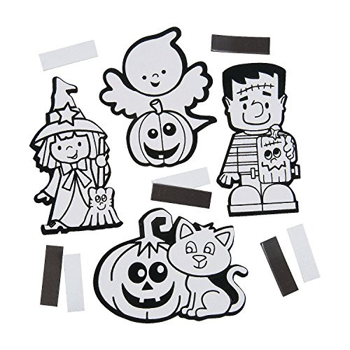 Color Your Own Fuzzy Halloween Magnets -50 Pc - Crafts for Kids and Fun Home Activities