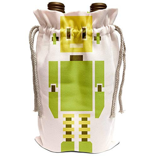 3dRose Anne Marie Baugh - Robots - Cute Green and Yellow Tall Robot - Wine Bag -wbg_211085_1- 3dRose Anne Marie Baugh - Robots - Cute Green and Yellow Tall Robot - Wine Bag -wbg_211085_1-