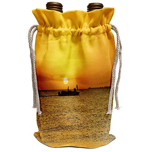 3dRose Florene Sunset - Orange Yellow Boating Sunset - Wine Bag -wbg_37360_1-