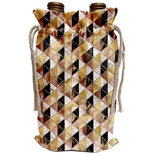 3dRose Modern Pink Black and Image Of Silver Triangle Geometric Pattern - Wine Bags -wbg_340299_1-