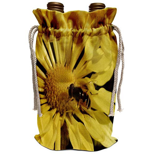 3dRose Patricia Sanders Flowers - Sweet Bee and Yellow Mum- Flowers- Macro Photography - Wine Bag -wbg_36329_1- 3dRose Patricia Sanders Flowers - Sweet Bee and Yellow Mum- Flowers- Macro Photography - Wine Bag -wbg_36329_1-