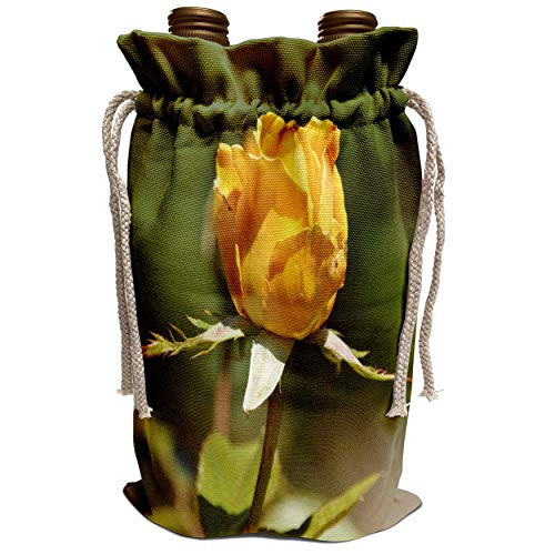 3dRose PS Flowers - Pretty Yellow Rose Bud - Flowers - Floral Print - Wine Bag -wbg_57219_1-