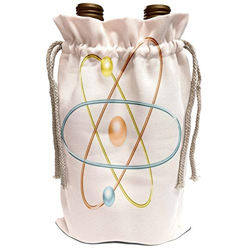 3dRose Anne Marie Baugh - Cute Illustrations - Orange Yellow Aqua Atom Illustration - Wine Bag -wbg_324564_1- 3dRose Anne Marie Baugh - Cute Illustrations - Orange Yellow Aqua Atom Illustration - Wine Bag -wbg_324564_1-