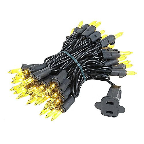 Novelty Lights 50 Light Yellow Christmas Mini String Light Set Black Wire Indoor/Outdoor UL Listed 11 Long
