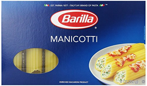 Barilla Pasta Manicotti 8 Ounce -Pack of 4-