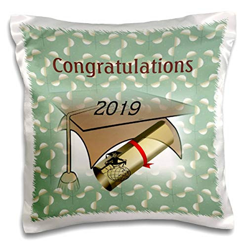3dRose lens Art by Florene - Graduation - Image of Congratulations Tan Cap And Gold Diploma On Green - 16x16 inch Pillow Case -pc_306828_1- 3dRose lens Art by Florene - Graduation - Image of Congratulations Tan Cap And Gold Diploma On Green - 16x16 inch Pillow Case -pc_306828_1-