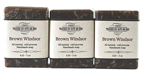 Brown Windsor all natural handmade cold process soap essential oil soap. 3 bar pack 15  Plus oz.