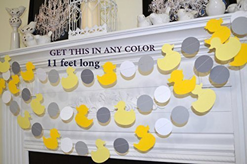 Duckling garland rubber duck banner ducky paper garland ducks in a row grey yellow ducks baby shower banner rubber ducky decoration
