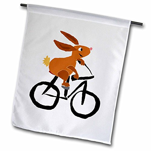 3dRose All Smiles Art Animals - Funny Brown Bunny Rabbit Riding Bicycle - 12 x 18 inch Garden Flag -fl_218747_1-